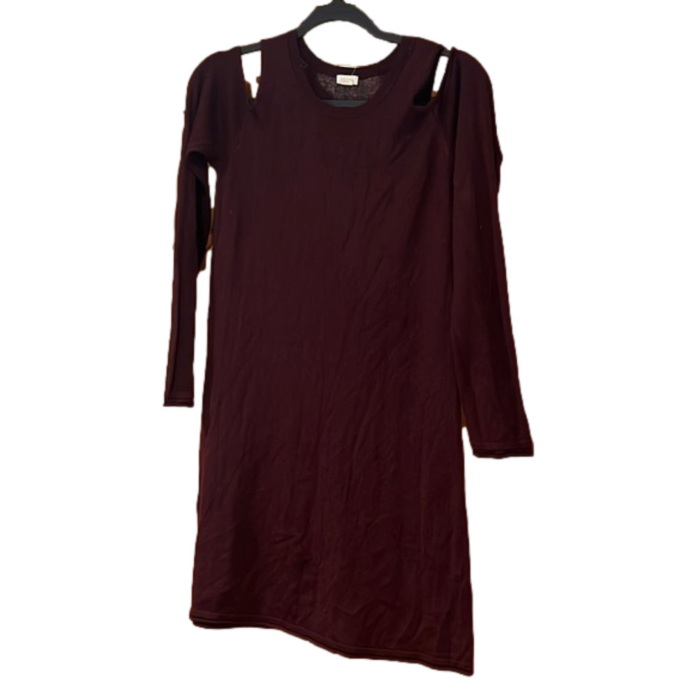 Garage Burgundy Cold Shoulder Knit Dress
